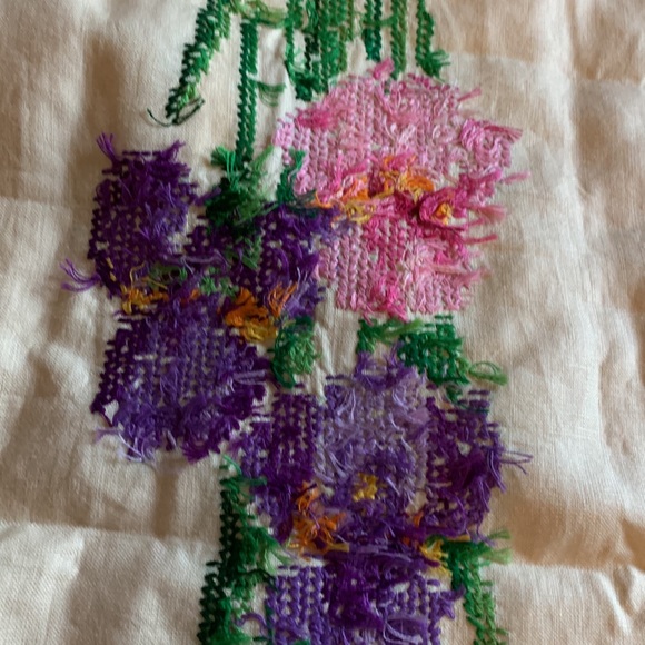 Vintage needlepoint hand crafted floral iris flowers embroidery art unframed - Picture 10 of 12